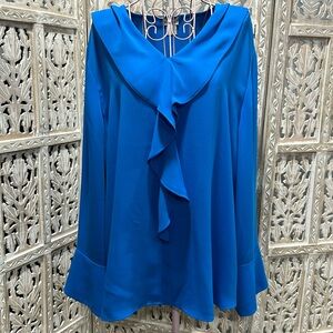 EUC | CHICOS Blue Ruffle Blouse (Size 3)
